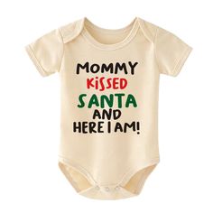 Add a playful twist to your baby’s holiday wardrobe with our fun and festive ‘Mommy Kissed Santa and Here I Am!’ outfit! This cheeky design is perfect for bringing laughter and joy to family gatherings and holiday celebrations. Made from soft, breathable fabric, this adorable outfit keeps your little one comfy while stealing the show with its charming humor. Whether it's for Christmas photos, parties, or just a cozy day by the tree, your baby will be the center of attention, spreading smiles and Birthday Baby Announcement, First Christmas Baby, Baby Christmas Outfit, Holiday Wardrobe, Santa Baby, Food Humor, Family Gatherings, Custom Baby, Christmas Baby