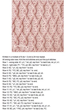 the knitting pattern is shown in pink and white