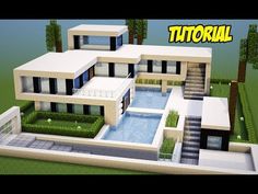 an image of a modern house in minecraft with the words'tattoball'on it