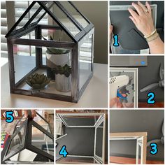 the instructions to make a diy glass house with succulents in it