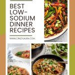 the best low - sodium dinner recipes cookbook is shown in four different photos, including one