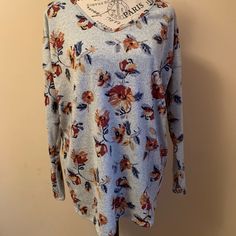 V-Neck H. Gray/Blush Floral Print V-neck Top For Loungewear, Sweaters For Women, V Neck, Grey, Women Shopping, Color