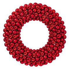 a christmas wreath made out of red balls