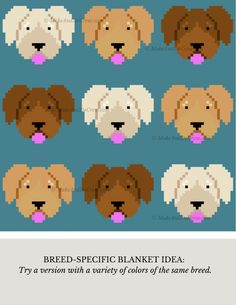 the different breeds of dogs are shown in pixel art