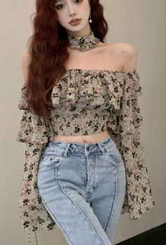 Floral Printed Off Shoulder Crop Top. https://pradize.com/collection/tops-crop?menu= Christmas Party Outfit Casual, Long Sweater Dresses, Trending Tops For Women, Casual Christmas Party Outfit, Ladies Tops Blouses, Casual Party Outfit, Trends For 2024, Long Sweater Dress, Off Shoulder Crop Top