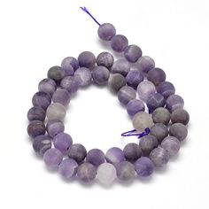 Frosted Natural Amethyst Round Bead Strands. Matte Amethyst Gemstone Beads. Dark Frosted Purple Amethyst, Natural Stone Beads for DIY Jewelry Making. Large Round Natural Amethyst Frosted Crystal Bead Strands.  Size: 8mm in diameter, hole: 1mm, about 48pcs/strand, 15.74 inches. bead lot. Amethyst Properties, Bead Jewellery Supplies, Gemstone Beads Jewelry, Natural Stone Beads, Large Hole Beads, Amethyst Beads, Seed Bead Jewelry, Amethyst Gemstone, Bead Strand