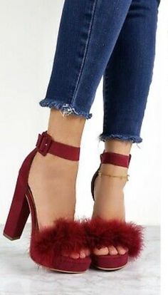 Details SIZE & FIT - TRUE TO SIZE - FAUX FUR DETAIL - HEEL HEIGHT APROX. 4.5 INCHES Burgundy Heels, Yule Ball, Mid Calf Dresses, Drawstring Dresses, Christmas Gift Shop, Women's Robe, Ruffled Collar, Boot Pumps, Boots And Sneakers