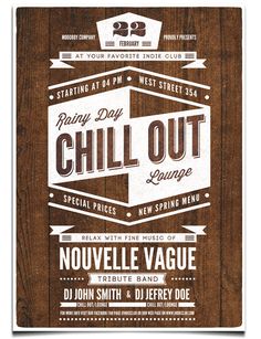 a wooden sign with the words chill out lounge on it and an image of two men in