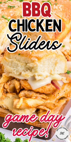 Chicken sliders on a wooden cutting board. Hawaiian Roll Sliders Rotisserie Chicken, Sliders Recipes Hawaiian Rolls Rotisserie Chicken, Game Day Slider Recipes, Chicken Hawaiian Roll Sliders, Chicken Thigh Sliders Recipes, White Trash Sliders Recipe, Bbq Chicken Sliders Hawaiian Rolls, Shredded Chicken Sliders, Rotisserie Chicken Sliders