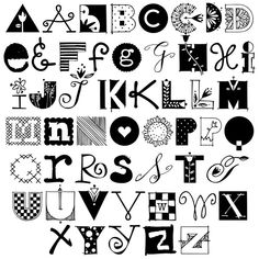 the alphabet is made up of letters and numbers, all in different shapes and sizes