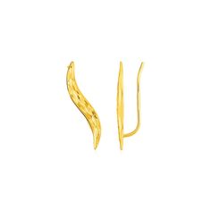 Textured Leaf Climber Earrings in 14k Yellow Gold Ear Climbers Earrings, Ear Climber, Climber Earrings, Ear Climbers, French Wire, Gold Texture, Jewelry Earrings Hoops, Metal Stamping, Diamond Jewelry