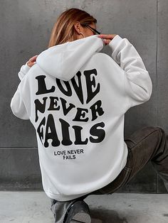 Cricut Hoodie, Love Never Fails Hoodie, Women Slogan, Drawstring Neckline, Color Block Sweatshirt, Love Never Fails, Sweatpants Set