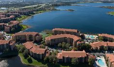 an aerial view of the resort and pool area at disney's grand florie