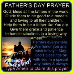 a father's day prayer with an image of the silhouette of a man and woman