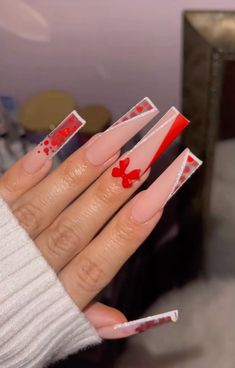 nails by @ itssme.lenaa on ig✨ #gelxnails #chicago #longnails Vday Nails, Pointy Nails, Fancy Nails Designs, Colored Acrylic Nails, Nails Design With Rhinestones, Girly Acrylic Nails, Cute Acrylic Nail Designs, Simple Acrylic Nails, Nails For Kids