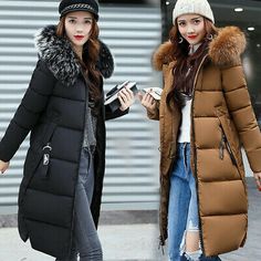 Size(cm) Bust Shoulder Sleeve Length. Womens Hooded Coat, Long Parka Jacket, Puffa Jacket, Puffer Jacket Outfit, Coat Plus Size, Jacket Fur, Jackets Women, Jacket Outfit, Jacket Parka