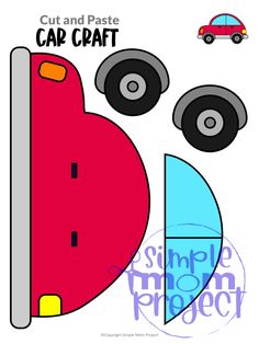 the cut and paste clip art project for kids to learn how to make paper cars