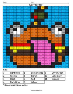 the color - by - number pattern for durbridger is shown in this image