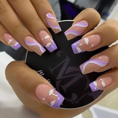 Unghie Nail Art, Purple Acrylic Nails, Summer Nail Art, Purple Nail Designs, Purple Nail, Cute Acrylic Nail Designs