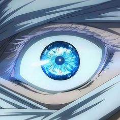 the eye of an anime character with blue eyes