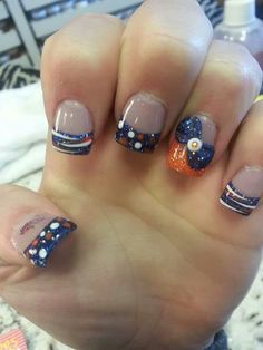 Bronco nails Gator Nails, Cute Nail Art Ideas, Press On Nails Size, Tiger Nails