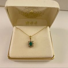 Beautiful 10k Yellow Gold Emerald & Diamond Pendant Necklace. Both The Necklace And The Pendant Are Marked. Emerald Diamond Pendant, The Necklace, Diamond Pendant Necklace, Emerald Diamond, 10k Gold, Diamond Pendant, Womens Jewelry Necklace, Emerald, Jewelry Necklaces