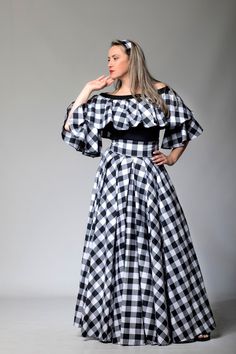 "Checkered Dress, Shirt Dress, IMPORTANT: The belt is not included in the dress listing, but it's one of our Astreaea's models. You can find it here: https://www.etsy.com/listing/995708064/womens-wide-belt-waist-tie-belt-boho?ref=shop_home_active_1 You can combine your dress with some of our masks:https://www.etsy.com/listing/818011822/. KEY FEATURES: - Fit & flare, floor-length, lose fit - Adjustable sleeves - Cuffs -Side pockets 🌀 Materials & Care 95% Cotton; 5% Elastane Hand washes i Plaid Wedding Dress, Wedding Dress Black And White, Plaid Wedding, Wedding Dress Black, Buffalo Plaid Dress, Checkered Dress, Cotton Dress Summer, Ruffle Sleeve Dress, Tartan Dress