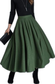 Retro A-line Winter Skirt, Fitted Vintage Maxi Skirt For Party, Vintage Fitted Maxi Skirt For Party, Winter Pleated Full Maxi Skirt, Green Full Maxi Skirt For Fall, Winter Evening Full Maxi Skirt, Full Maxi Skirt For Winter Evening, Fitted Green Maxi Skirt For Winter, Green Fitted Maxi Skirt For Winter