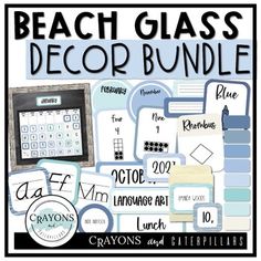 the beach glass decor bundle includes many different types of items, such as frames and magnets