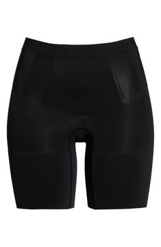 Light yet powerful, this sculpting shaper has fully bonded front panels for a tabletop flat stomach and edge-bonded sides for comfy, squeeze-free slimming. Style Name:Spanx Oncore Mid Thigh Shaper Shorts. Style Number: 1107138. Black Stretch Sporty Shapewear, Sporty Black Stretch Shapewear, Black Compressive Sleek Shapewear, Sleek Black Compressive Shapewear, Sleek Black Short Leg Bottoms, Sleek Black Elastane Shapewear, Black Micro-elastic Bottoms With Built-in Padding, Black Smoothing Short Leg Shapewear, Black Bottoms With Built-in Padding