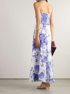 CHARO RUIZ Kolay strapless smocked floral-print cotton-blend maxi dress | NET-A-PORTER Summer Floral Print Strapless Midi Dress, Strapless Maxi Dress For Spring Vacation, Chic Floor-length Strapless Dress For Spring, Chic Strapless Floor-length Dress For Spring, Fitted Strapless Floral Maxi Dress, Strapless Ruched Dress For Daywear, Spring Vacation Bandeau Dresses, Feminine Smocked Bodice Maxi Dress, Chic Bandeau Floral Maxi Dress