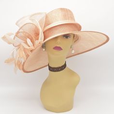 "✿*.Key Features.*✿ This is a two-toned wide brim hat. It's designed with circinate bows, matching color stripped feathers, very special! Great for Kentucky derby, weddings, church, Easter, Royal Ascot, horse races, cocktails, tea party, or any hat wearing occasion. Hat base size: From front to back: 15.5\"(39.5cm) From left to right: 17.5\"(44.5cm) Head girth: 22.5\"(57 cm), adjustable string inside to make smaller to fit your head. If you want other colors in this style, just search the same i Formal Hat, Hat Tea Party, Sinamay Hat, Easter Hat, Horse Races, Sinamay Hats, Easter Hats, A Hat In Time, Hat Base