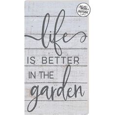 a wooden sign with the words life is better on the patio written in cursive font