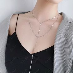 double layer long chain necklace Chain Silver Necklace, Short Layer, Double Layer Necklace, Short Layers, Layer Necklace, Layered Chains, Chain Silver, Fine Jewelry Collection, Long Chain