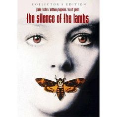 the movie poster for the silence of the lambs with a woman's face and a moth on her nose