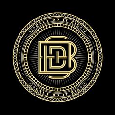 the letter b in a gold and black circle with an intricate border around it on a black background