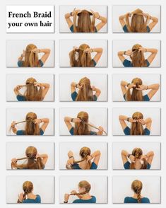 I've been trying for years to learn how to do this! Maybe this thorough step-by-step and video instructions on how to French braid your own hair French Braid Your Own Hair, Braid Your Own Hair, How To French Braid, Braiding Your Own Hair, Hairstyle Tutorials, Braided Bun Hairstyles, A Ponytail, Haircut Styles