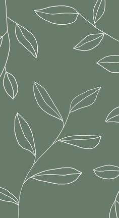 a green and white background with leaves on the left hand side, as well as an outline drawing of branches