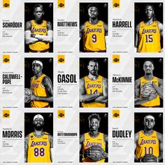 the los angeles lakers basketball team in their uniforms