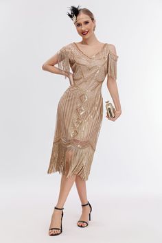 Fabric: Polyester. The fabric is comfortable for skin. Occasion: The unique and exquisite sequins embroidery & embellished this 1920s flapper dress, which is perfect for Great Gatsby Parties, Weddings, Proms or any other Special Occasions! Flapper your way into style this season with this gorgeous fringed, jaw dropping 20s style dress. This art deco inspired dress will have heads turning at any parties. Classic Match: Pair this 1920s dress with special accessories will make you shining in a crow Summer Cocktail Flapper Dress, Summer Beaded Fringe Flapper Dress, Vintage Knee-length Flapper Party Dress, Vintage Knee-length Flapper Dress For Party, Knee-length Vintage Flapper Party Dress, Vintage Beaded Fringe Flapper Dress, Summer Gatsby Style Cocktail Flapper Dress, Summer Flapper Dresses With Sequins, Summer Knee-length Gatsby Flapper Dress