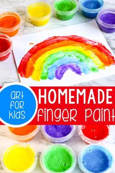 homemade finger paint for kids with rainbow colors