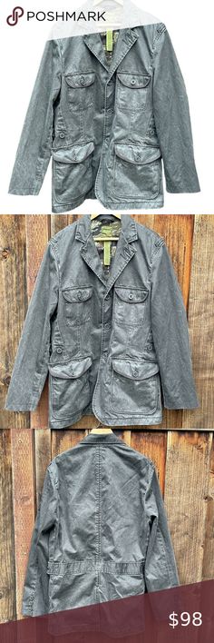 Lucky Brand Military Field Jacket Mens Gray Waxed Cotton Size Large 7mw1211 Military Field Jacket, Field Jacket, Waxed Cotton, Jacket Style, Lucky Brand, Blazer Jacket, Mens Jackets, Wax