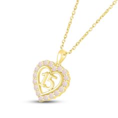 A stunning surprise for the birthday girl, this 10K yellow gold Quinceañera necklace features a heart with the number 15 at the center. Shimmering lab-created opals trace the heart, making the necklace an ideal gift for an October birthday. The pendant sways from an 18-inch cable chain that secures with a spring-ring clasp. White Heart Cut Jewelry For Birthday, Personalized Yellow Gold Jewelry For Sweet 16, Personalized Heart-shaped Jewelry For Sweet 16, Quinceañera Necklace, Quinceanera Necklace, Number 15, October Birthday, Birthday Girl, Quinceanera