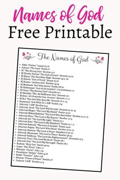 Names of God Names Of God Bulletin Board, Names Of God Printable, Free Bible Printables, Bible Meaning, Bible Thoughts, Free Word Search, Psalm 63, Psalm 68