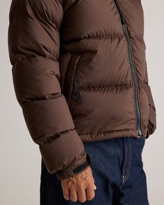 The perfect jacket for your cold-weather adventures is here: our Responsible Down Puffer Jacket. You'll be warm all winter long in even the coldest of climates, and the water-repellent and wind-resistant fabric make this jacket perfect for any winter activity. Plus, our down products are sourced responsibly to ensure best practices in animal welfare. Meet your new winter wardrobe staple for years to come.  | Quince | Men's Responsible Down Puffer Jacket in Hot Fudge, Size Medium, Recycled Polyes Puffer Jacket Men, Hot Fudge, In Hot, Winter Activities, Repellent, Winter Wardrobe, Stand Collar, Cold Weather, Water Repellent