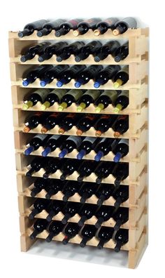 6X Bottles Beech Hardwood Modular Wine Rack Stackable (6 Bottles per Row) - sfDisplay.com Wine Collection Display, Stackable Wine Racks, Wine Rack Storage, Bottle Display, Rack Storage, Wine Collection, Bottle Rack, Easy Woodworking Projects, Set Up