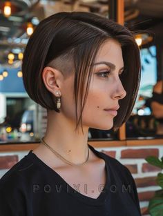 Undercut Haircut Women, Undercut Black Hair, Short Bob With Undercut, Sharp Features, Shaved Bob, Side Shaved, Women Undercut, Shaved Side, Angular Face