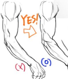 a drawing of the back of a man's arm with different colored arrows on it