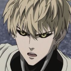 an anime character with blonde hair and green eyes