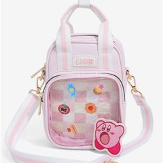 Kawaii Items, Kirby Nintendo, Checkered Background, Japanese Logo, Printed Makeup Bag, Boss Girl, Baby Skirt, Floral Pins, Clear Window